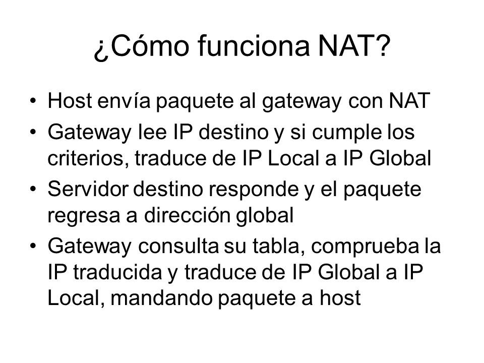 ¿Cómo funciona NAT Host envía paquete al gateway con NAT