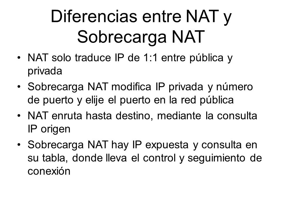 Diferencias entre NAT y Sobrecarga NAT