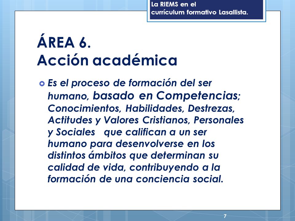 ÁREA 6. Acción académica