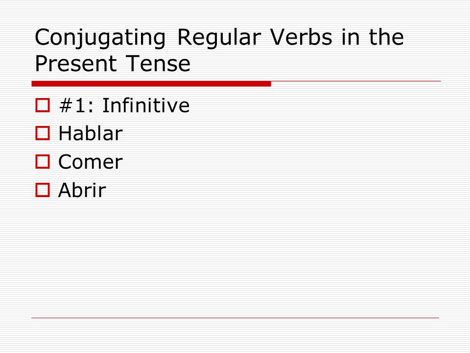 Conjugating Regular Verbs in the Present Tense
