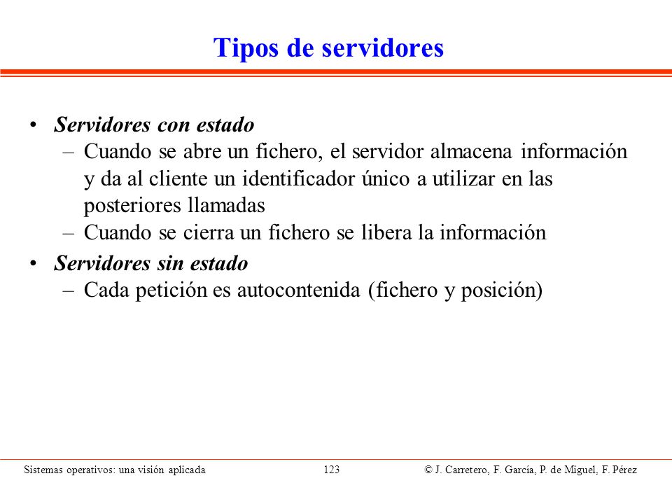 Tipos de servidores II Ventajas de los servidores con estado