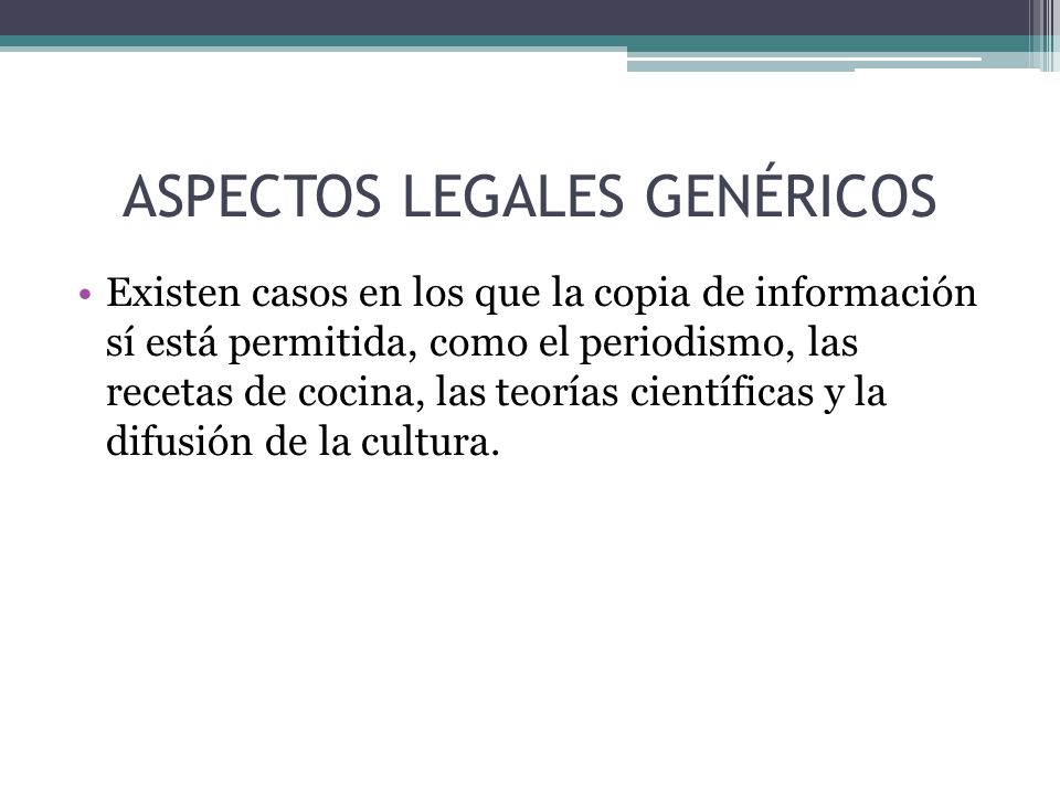 ASPECTOS LEGALES GENÉRICOS