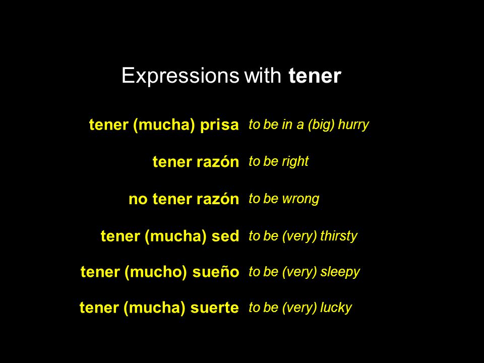 Expressions with tener