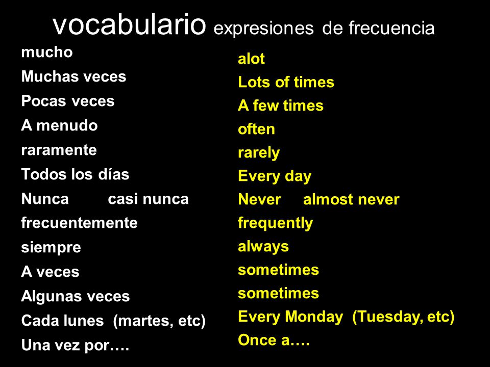 vocabulario expresiones de frecuencia