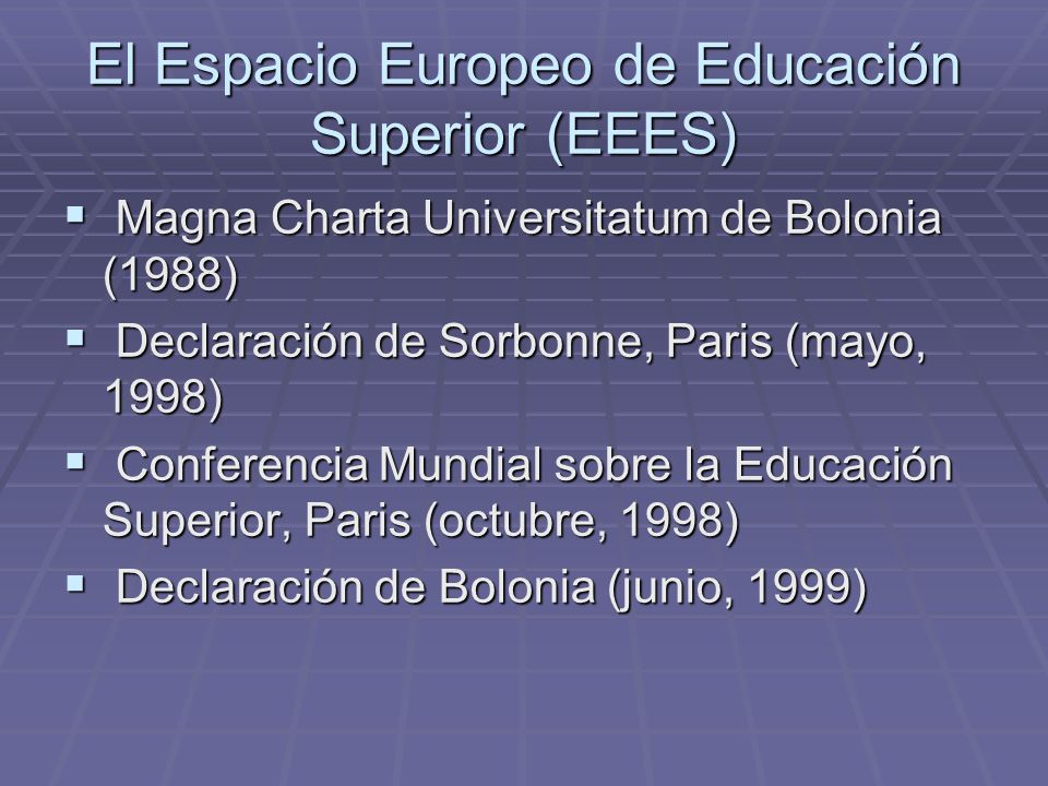 El Espacio Europeo de Educación Superior (EEES)