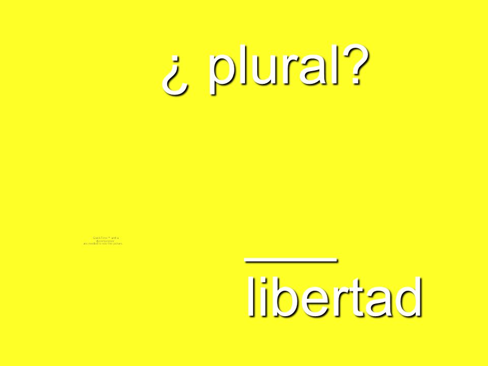 ¿ plural ___ libertad