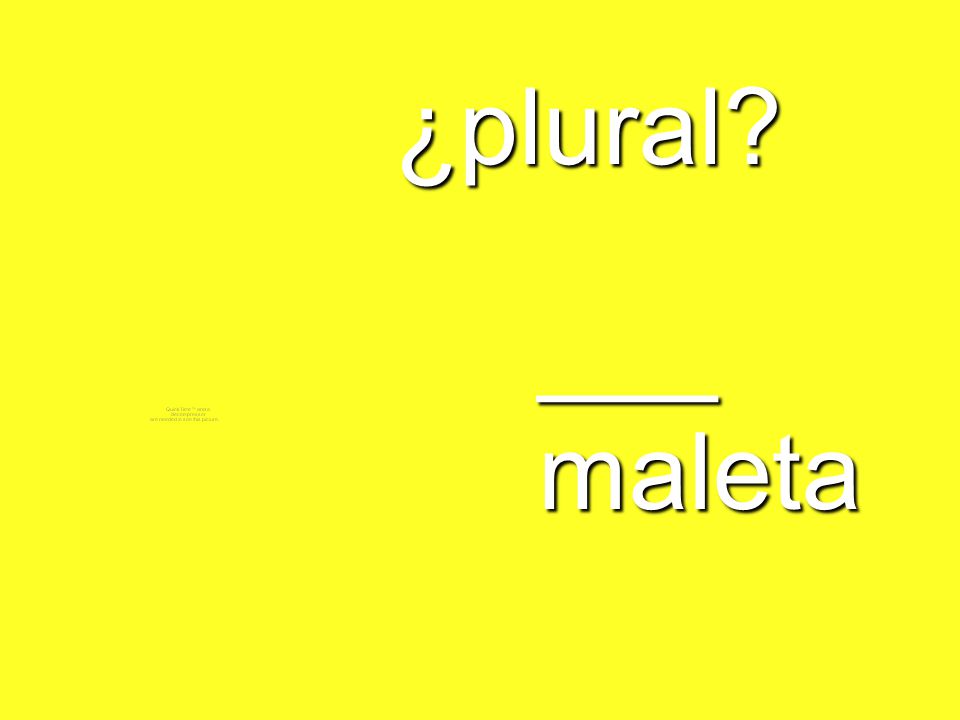 ¿plural ___ maleta