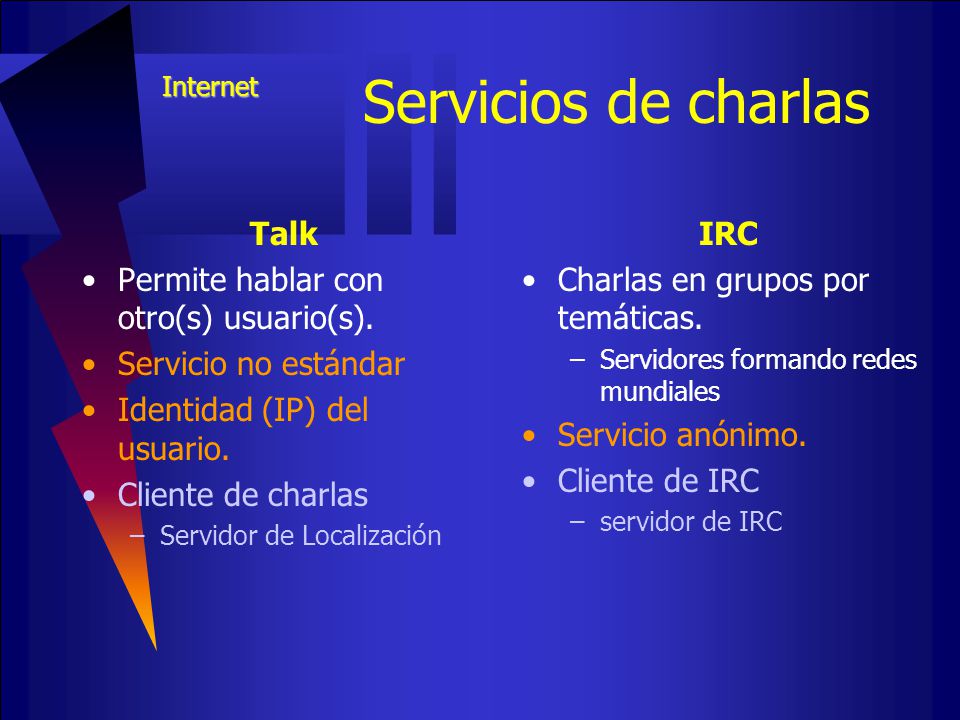 Servicios de charlas Talk Permite hablar con otro(s) usuario(s).