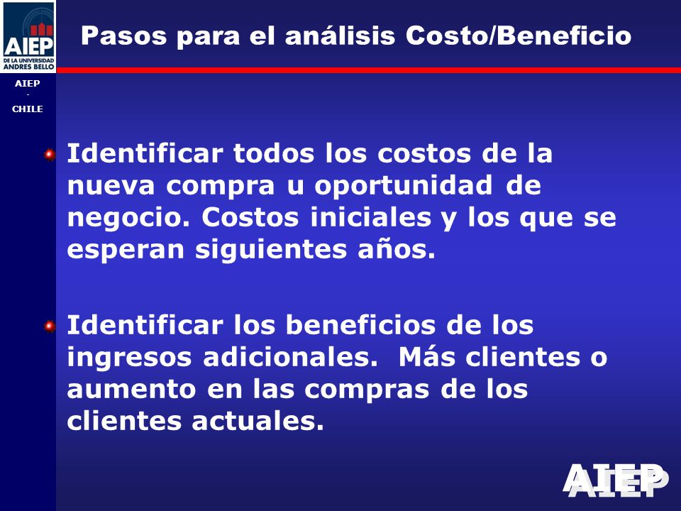 Pasos para el análisis Costo/Beneficio
