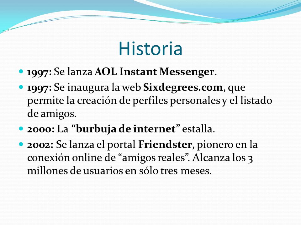 Historia 1997: Se lanza AOL Instant Messenger.