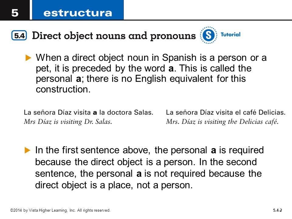 When a direct object noun in Spanish is a person or a pet, it is preceded by the word a. This is called the personal a; there is no English equivalent for this construction.