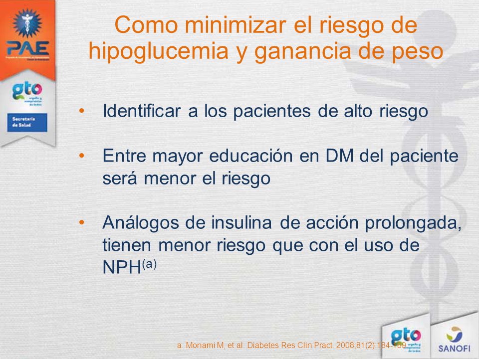 Como minimizar el riesgo de hipoglucemia y ganancia de peso