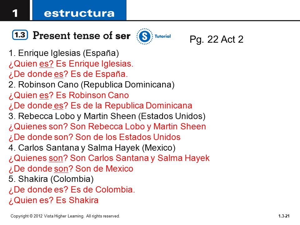 Pg. 22 Act 2 1. Enrique Iglesias (España)
