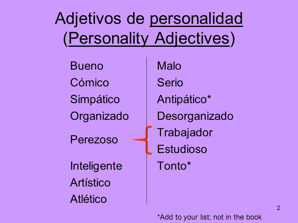 Adjetivos de personalidad (Personality Adjectives)