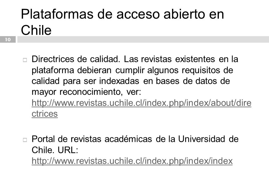 Plataformas de acceso abierto en Chile
