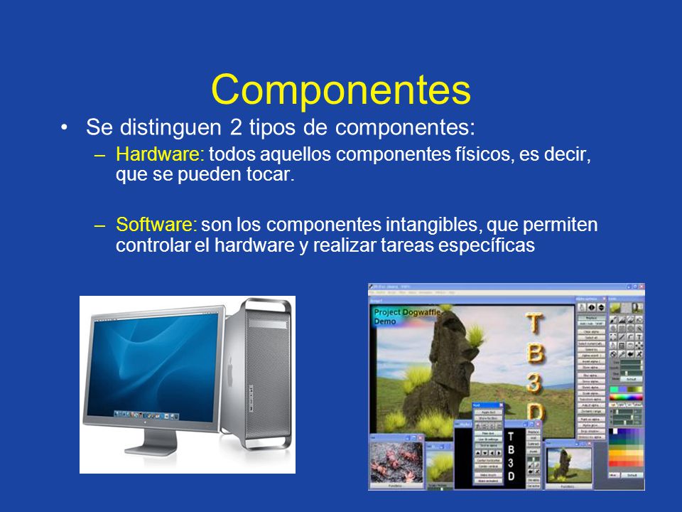 Componentes Se distinguen 2 tipos de componentes: