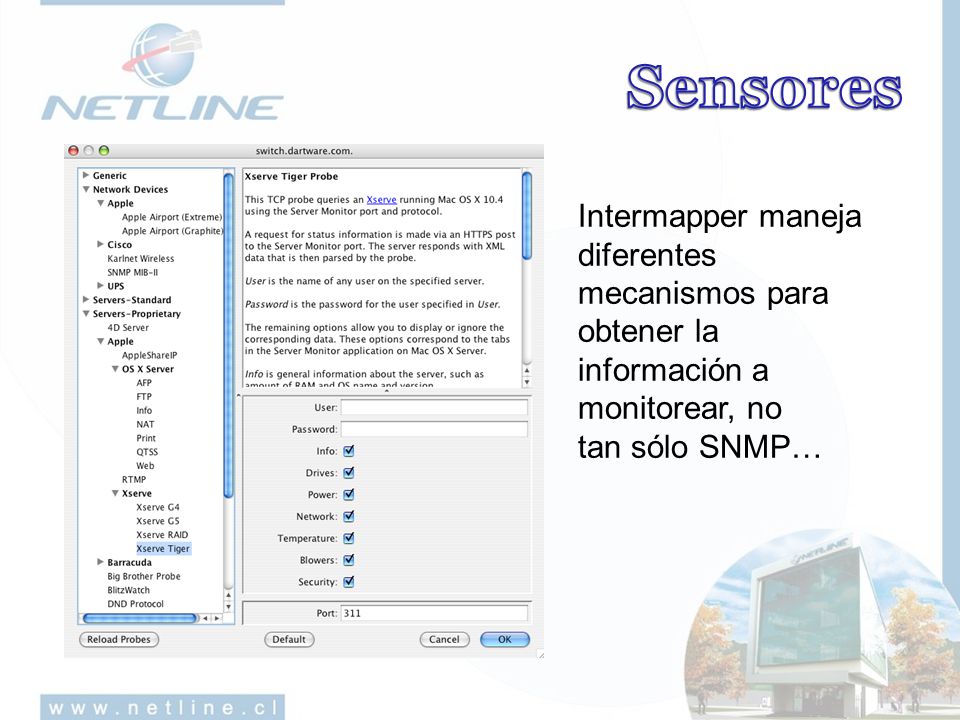 Sensores Intermapper maneja diferentes mecanismos para obtener la