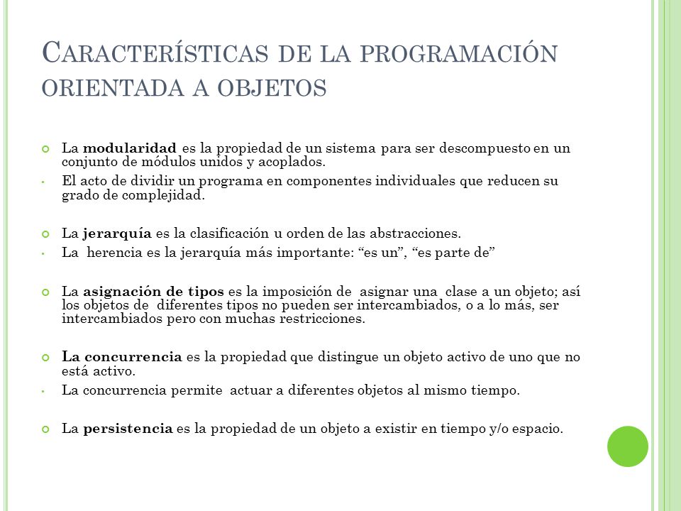 Características de la programación orientada a objetos