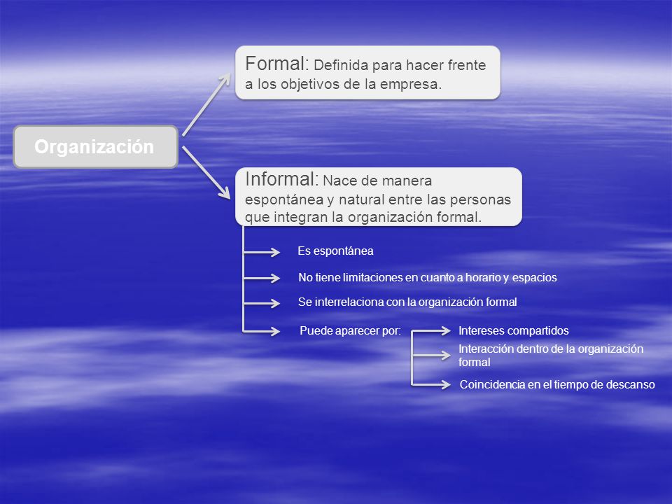 Formal: Definida para hacer frente a los objetivos de la empresa.