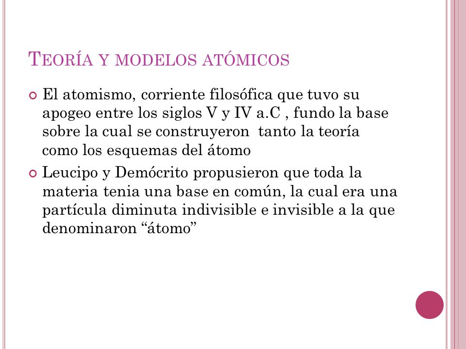 Teoría y modelos atómicos