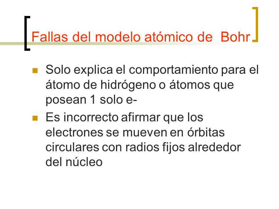 Fallas del modelo atómico de Bohr