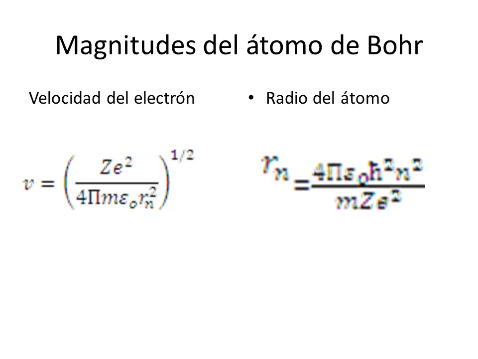 Magnitudes del átomo de Bohr