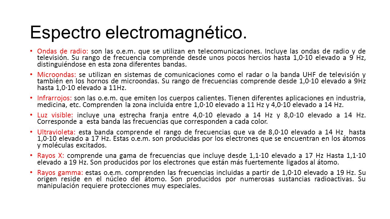 Espectro electromagnético.