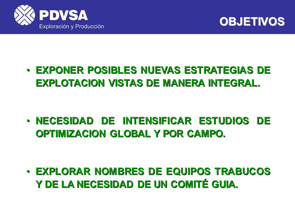 OBJETIVOS EXPONER POSIBLES NUEVAS ESTRATEGIAS DE EXPLOTACION VISTAS DE MANERA INTEGRAL.
