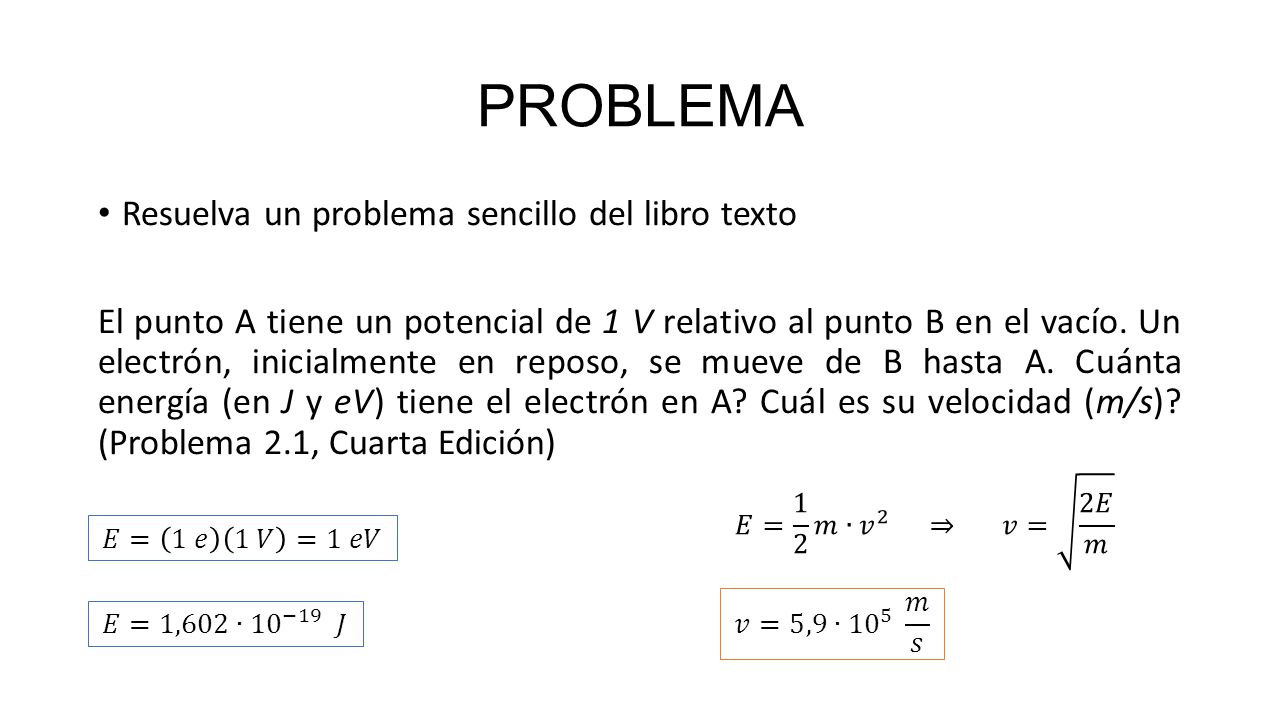 PROBLEMA Resuelva un problema sencillo del libro texto