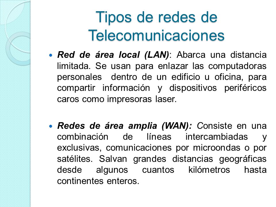 Tipos de redes de Telecomunicaciones