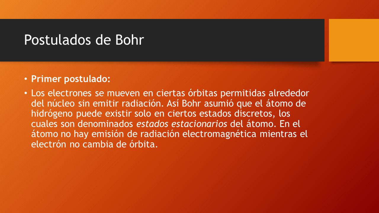 Postulados de Bohr Primer postulado: