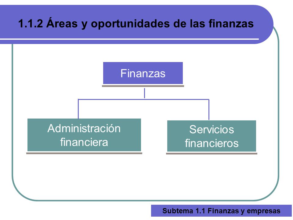 1.1.2 Áreas y oportunidades de las finanzas