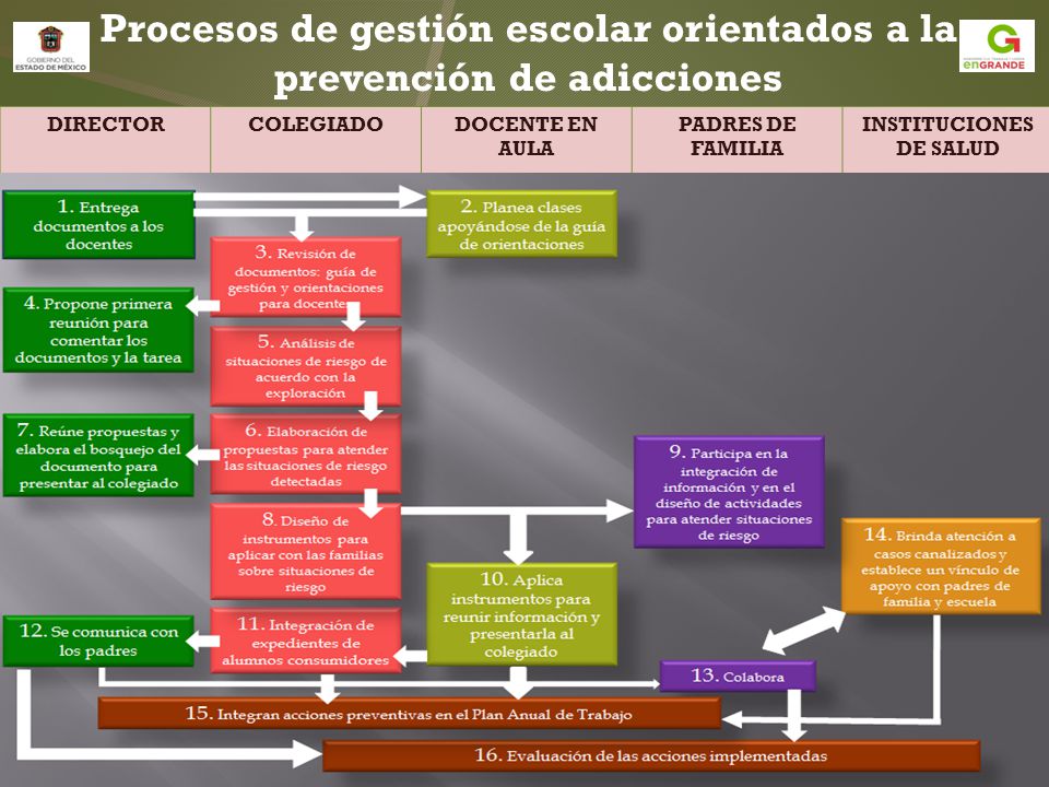 Procesos de gestión escolar orientados a la prevención de adicciones