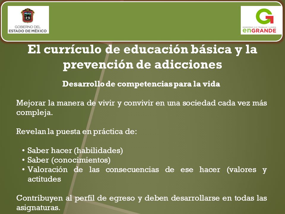 El currículo de educación básica y la prevención de adicciones