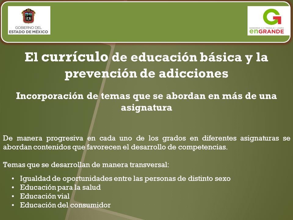 El currículo de educación básica y la prevención de adicciones