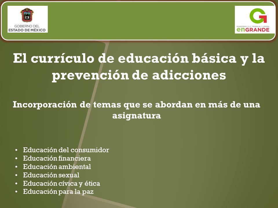 El currículo de educación básica y la prevención de adicciones