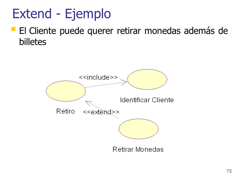 Extend - Ejemplo El Cliente puede querer retirar monedas además de billetes