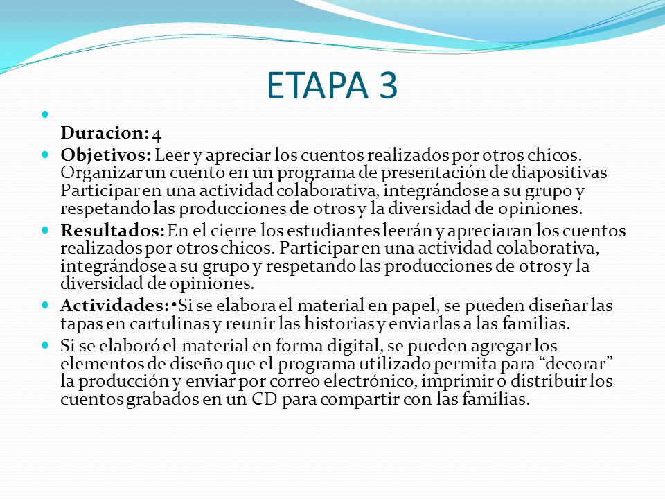 ETAPA 3 Duracion: 4.