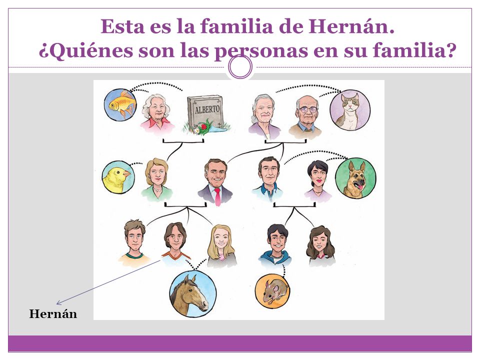 Esta es la familia de Hernán. ¿Quiénes son las personas en su familia