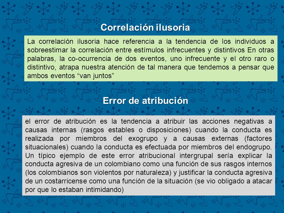 Correlación ilusoria Error de atribución