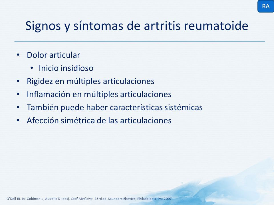 Signos y síntomas de artritis reumatoide