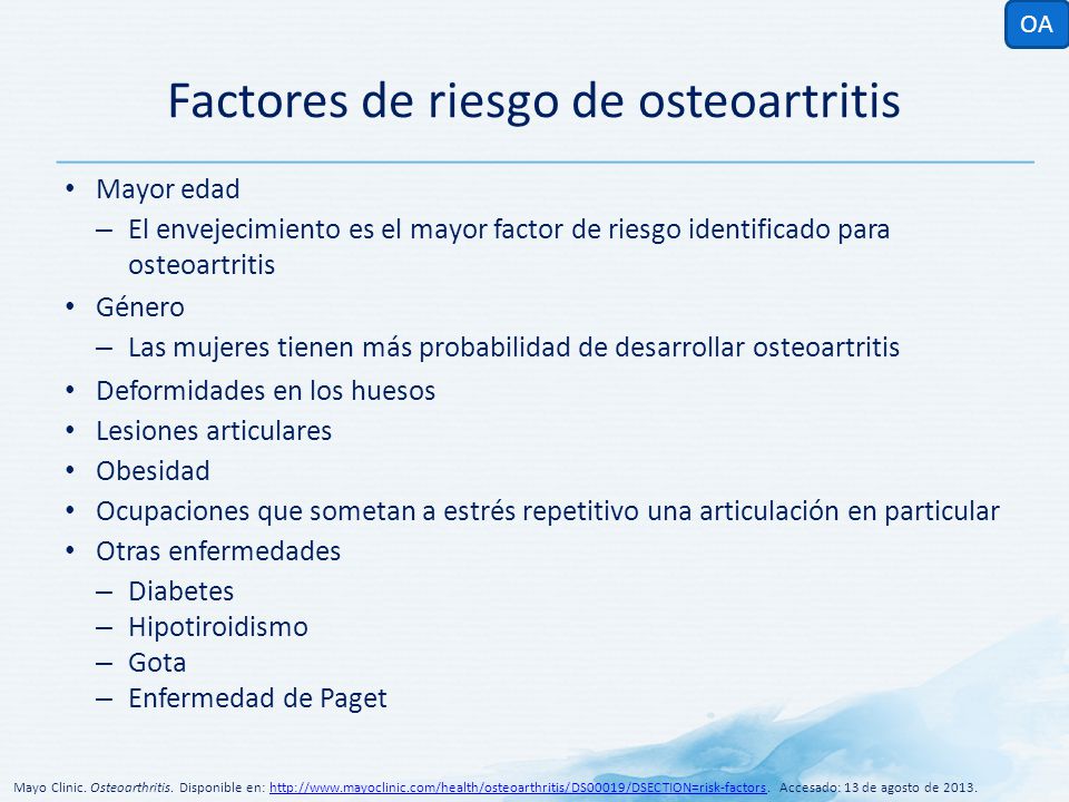 Factores de riesgo de osteoartritis