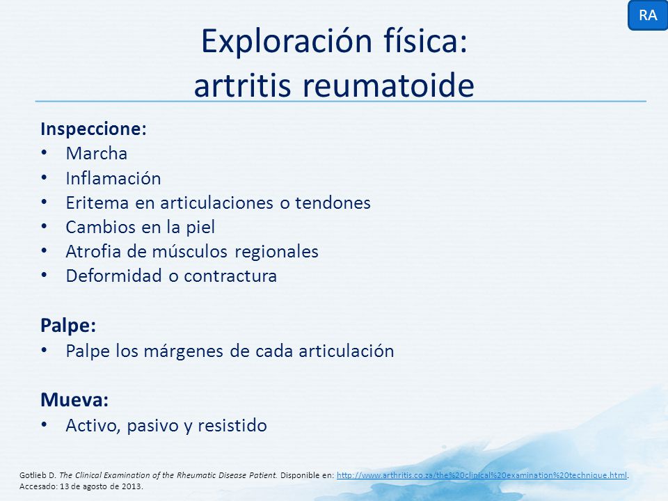 Exploración física: artritis reumatoide
