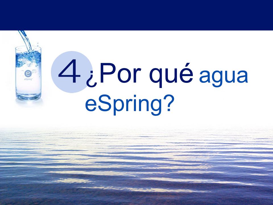 ¿Por qué agua eSpring That brings us to the fourth question of this story. Why eSpring Water (Give the symbol for #4)