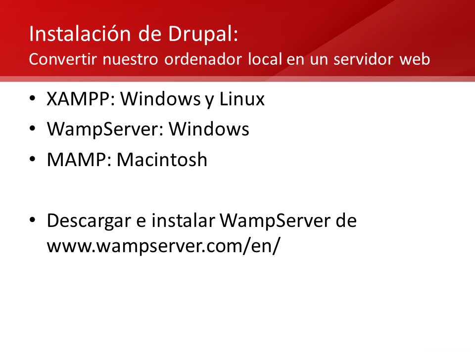 Instalación de Drupal: Convertir nuestro ordenador local en un servidor web