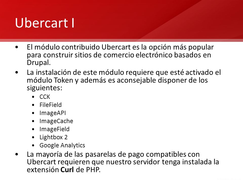 Ubercart I El módulo contribuido Ubercart es la opción más popular para construir sitios de comercio electrónico basados en Drupal.