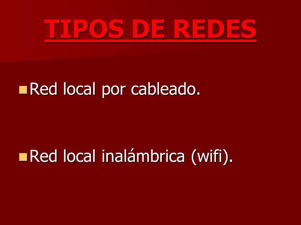 TIPOS DE REDES Red local por cableado. Red local inalámbrica (wifi).