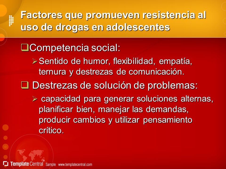 Factores que promueven resistencia al uso de drogas en adolescentes