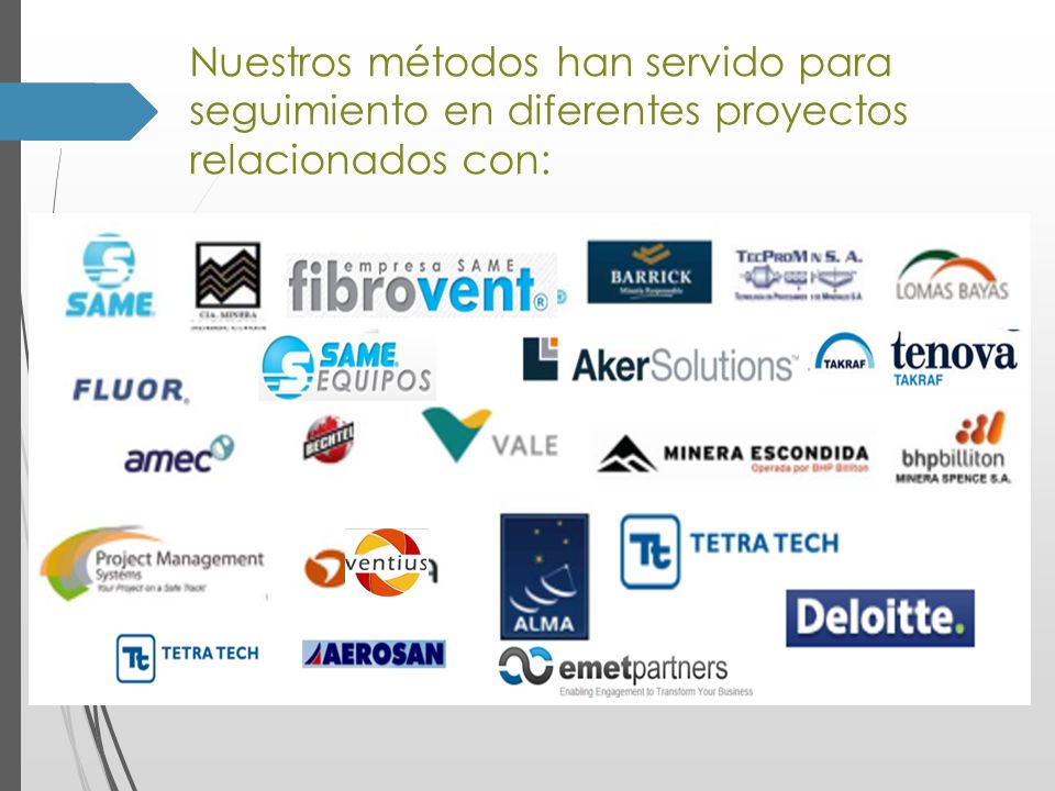 Nuestros métodos han servido para seguimiento en diferentes proyectos relacionados con:
