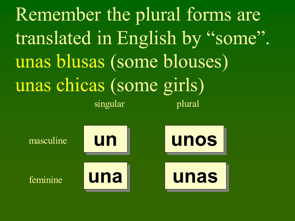 Remember the plural forms are translated in English by some